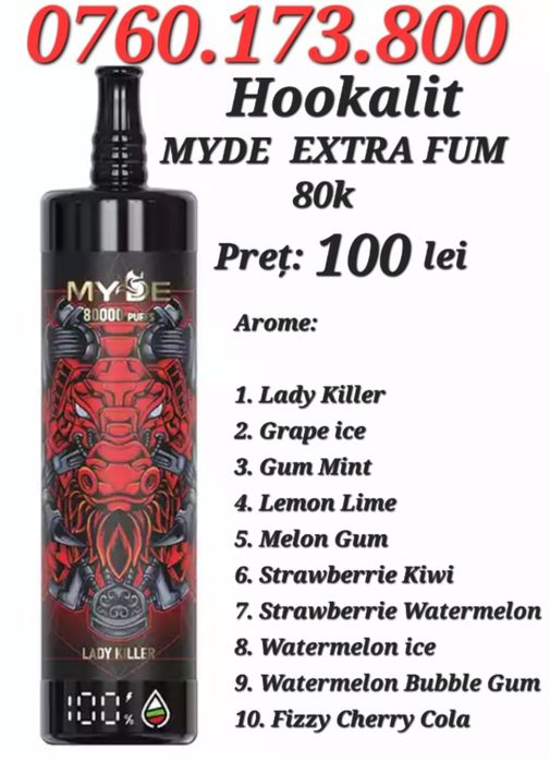 Vape-uri  Narghilea HOOKALIT Myde 80k, EXTRA FUM, originale, sigilate
