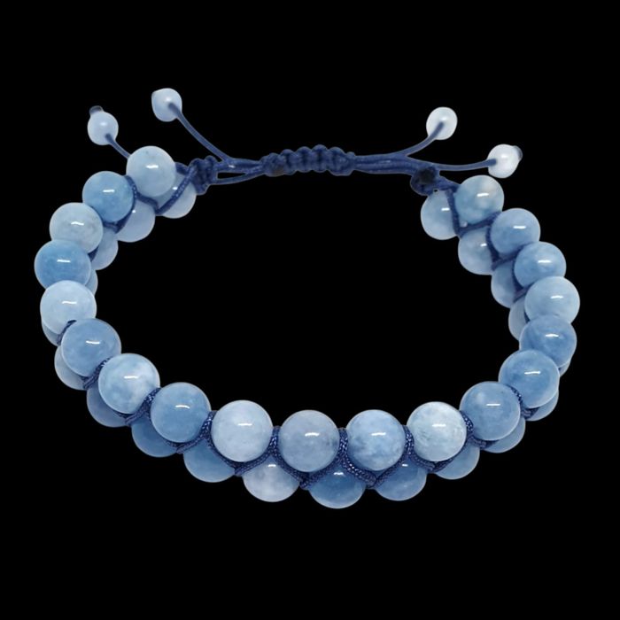 Bratara Shambala din acvamarin