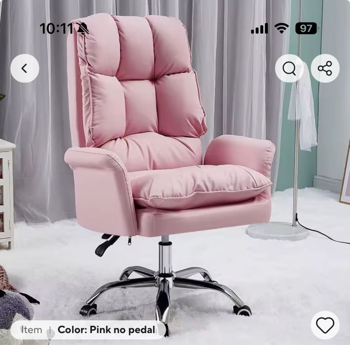 Офис стол  розово оранж цвят с колелца