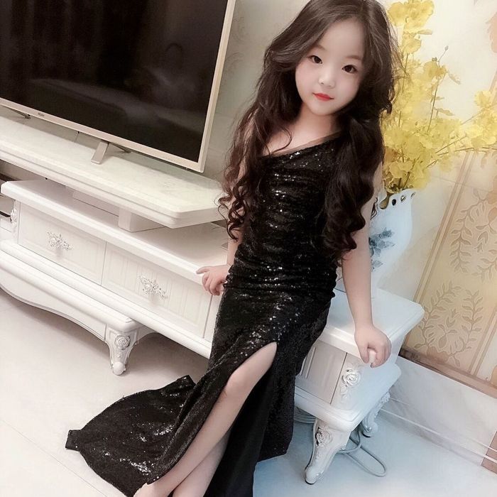 Черное блестящее вечернее платье для девочки 12, 130,140 см