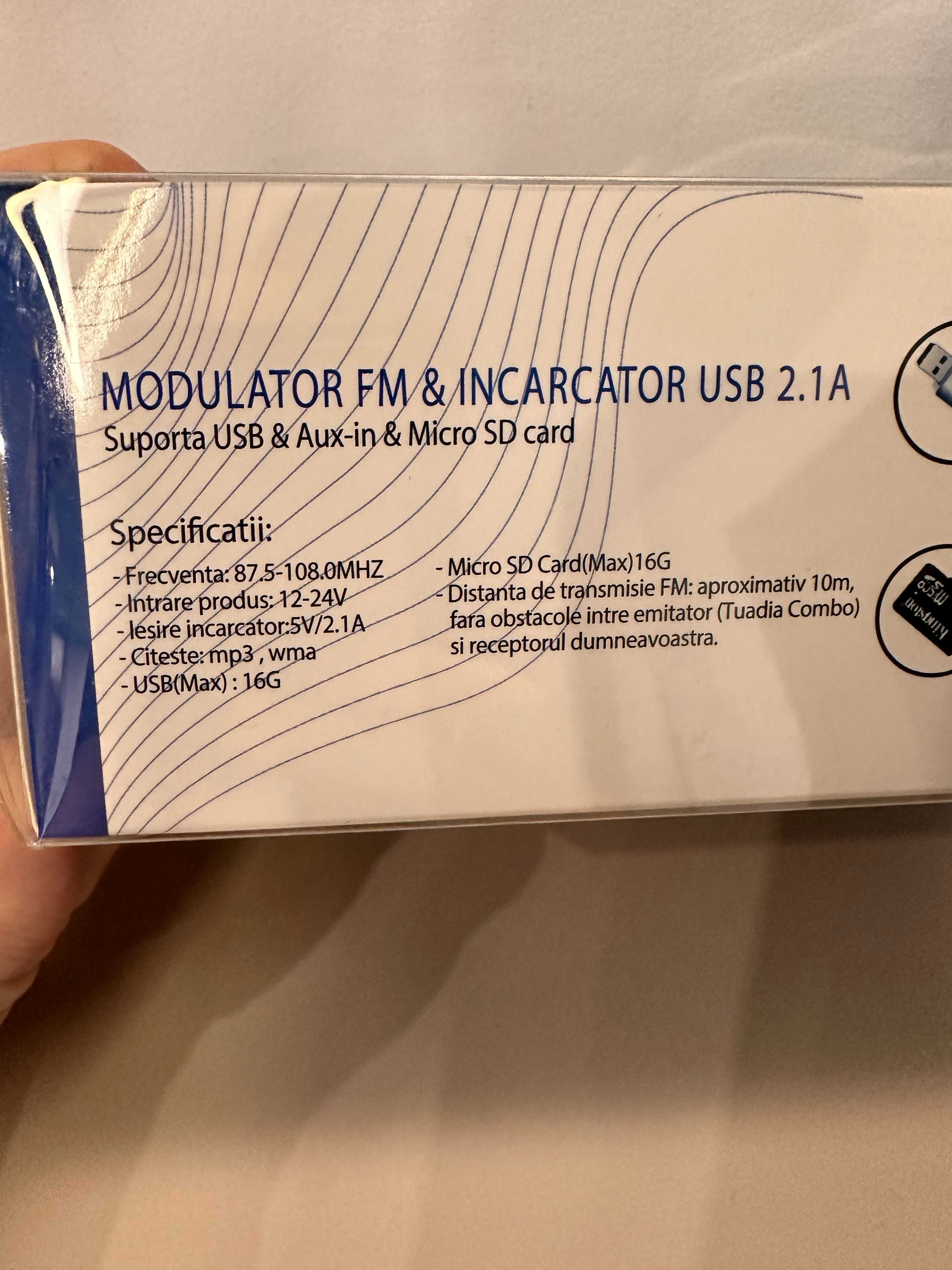Modulator FM & incarcator USB 2.1A & Aux-in & Micro SD card