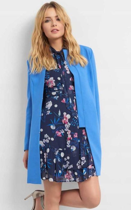 Синя Рокля Orsay 34 размер, офицална, къса, флорални мотиви