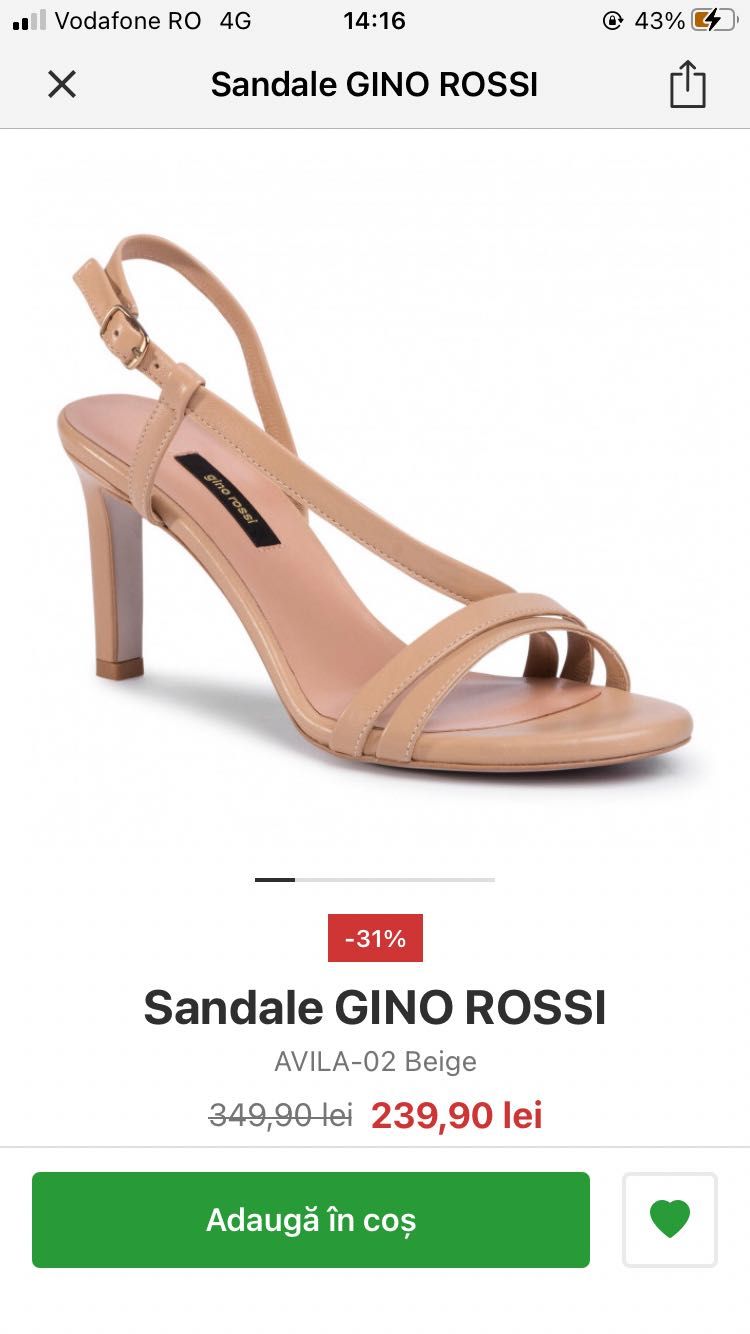Sandale cu toc piele naturala Gino Rossi