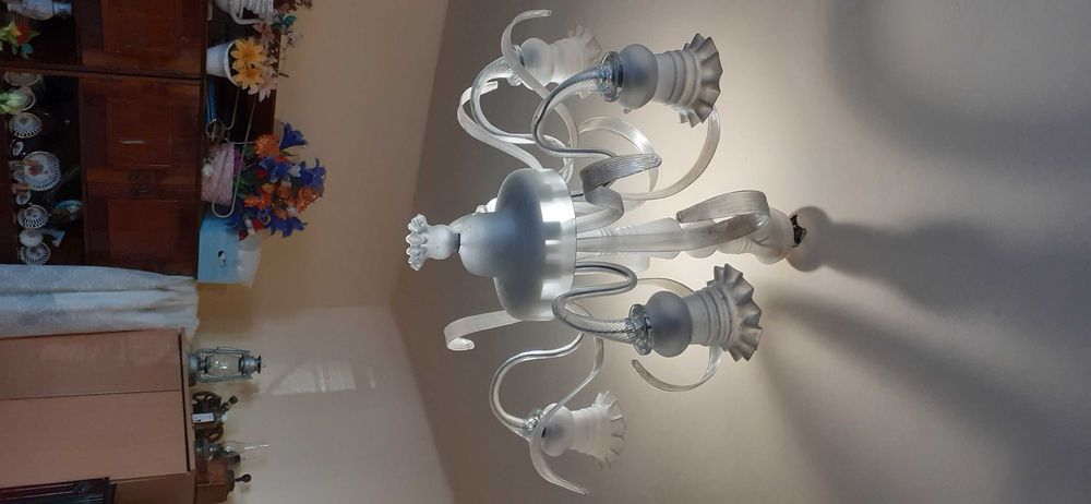 Vand Candelabru cu 4 si 5 Brate Lucrat Manual din sticla Mata