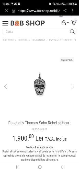 Lant si pandant Thomas Sabo original argint