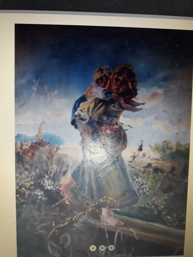 Картина маслом "Дети , бегущие от грозы"