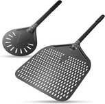 PIZZA, Set de 2 palete pentru pizza cu maner din silicon