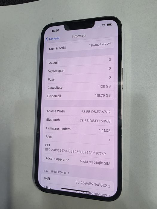 iPhone 13 Pro Graphite La cutie 128GB Liber de retea Stare EXCELENTA