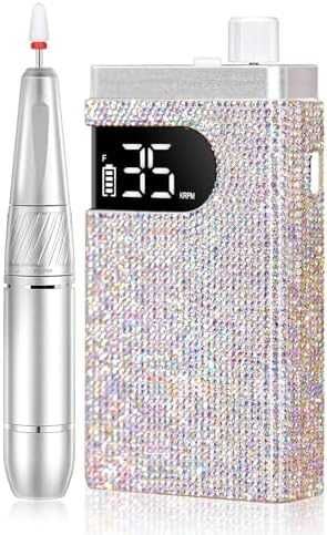 Професионална пила за нокти 35000RPM, безжична, комплект 12 накрайника