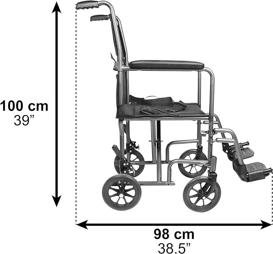 Scaun cu rotile PEPE pliabil usor ingust (38 cm).  (NOU)