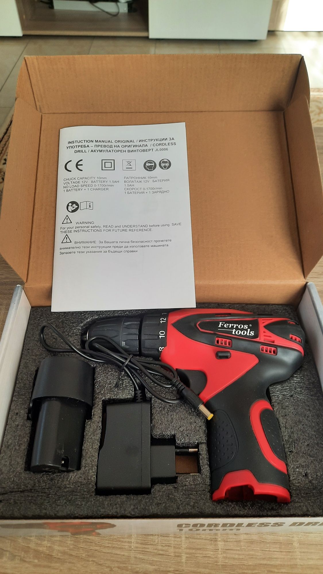 Ferros Tools - Акумилаторен винтоверт 12 V