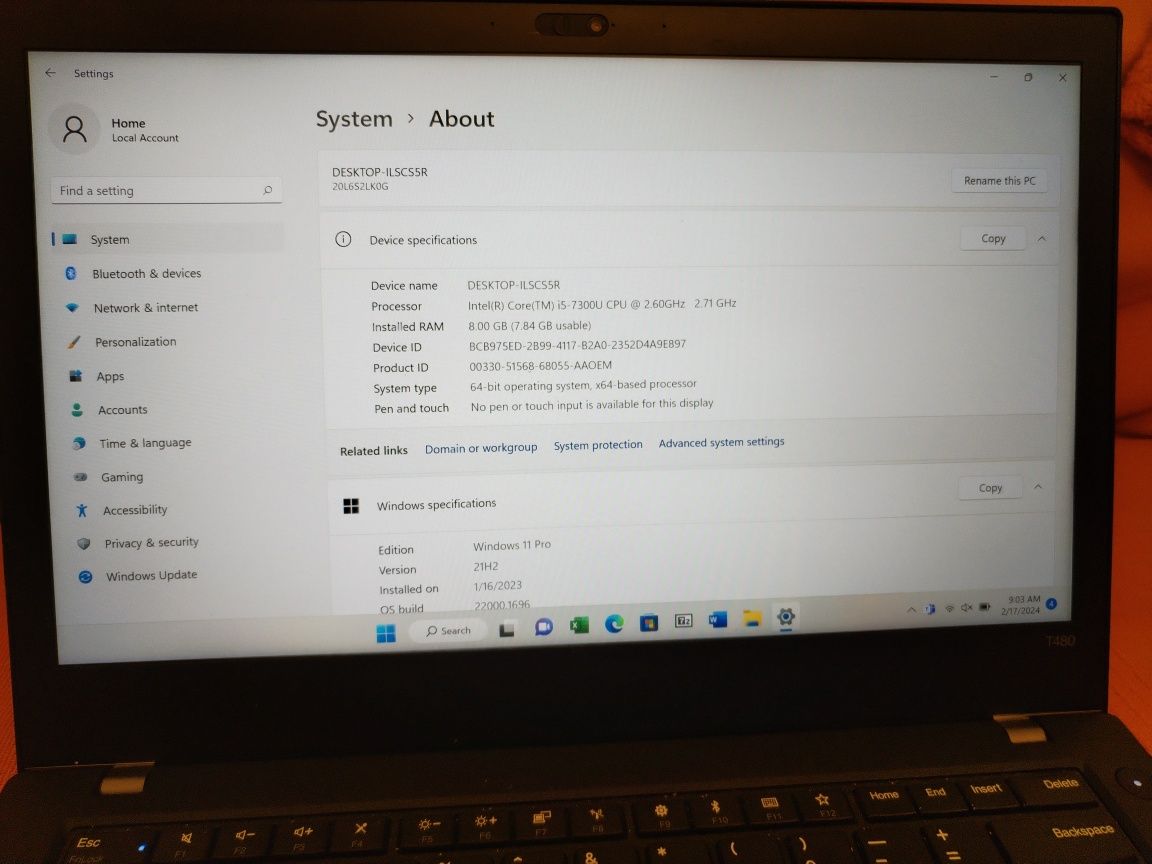 Vând laptop Lenovo ThinkPad T480 i5 RAM8GB SSD 256GB