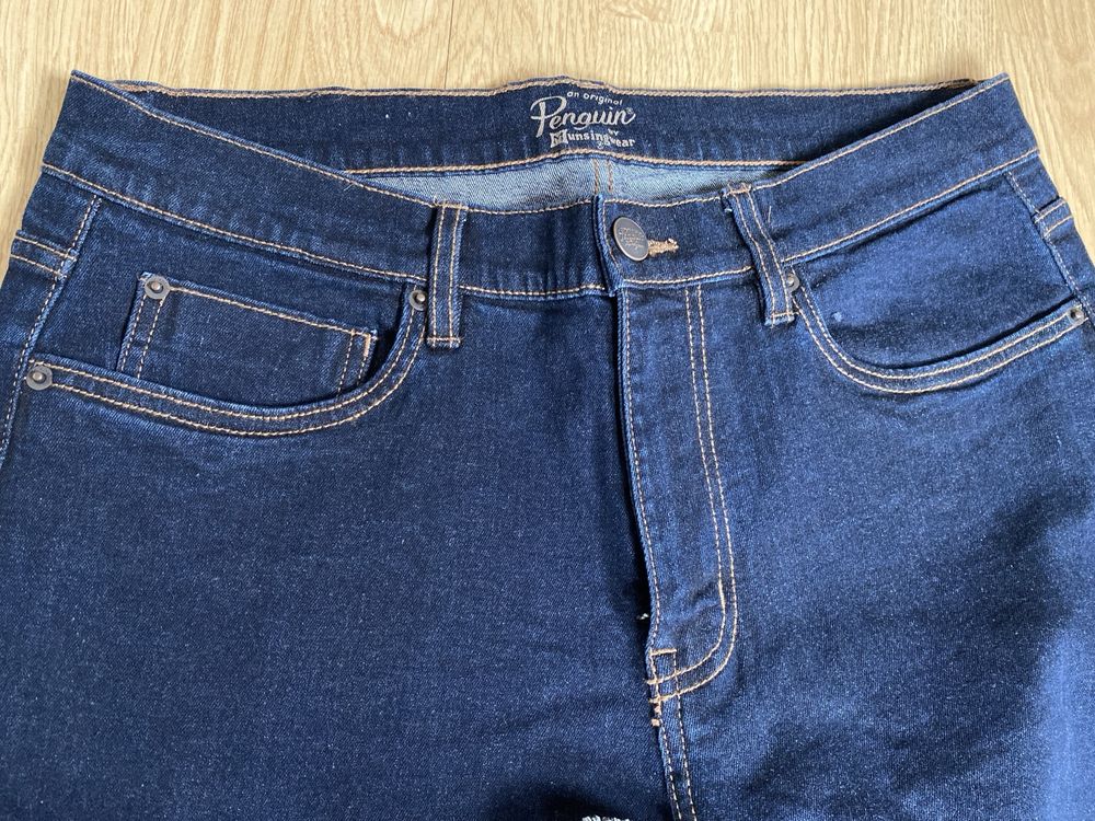 Blugi jeans slim fit -Penguin - noi, pt barbati
