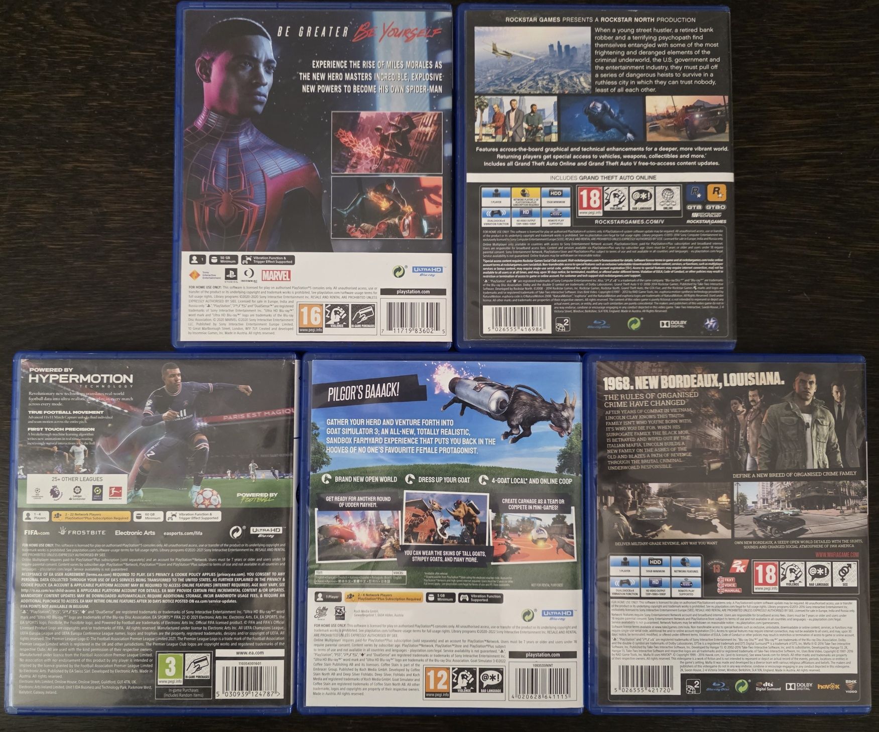 Продавам сет от 5 игри за PS5 и PS4