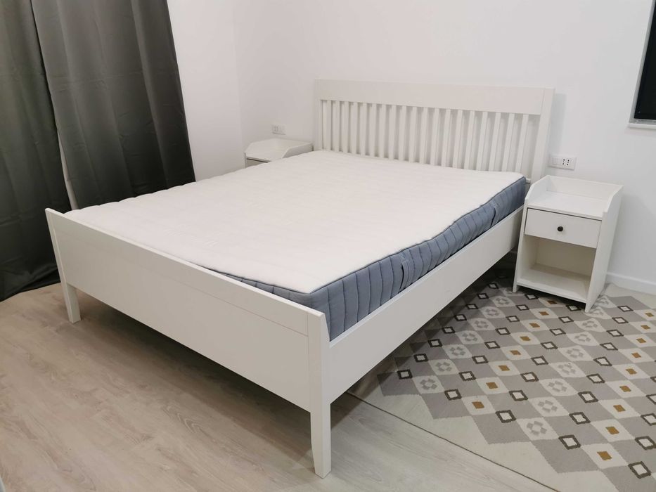 Pat Ikea IDANAS 160*200 cm cu somiera și saltea VALEVAG 160*200 cm