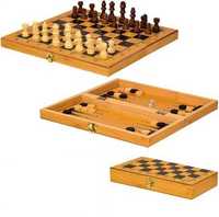 Настольная игра 3 в 1 Шахматы, Шашки, Нарды (деревянные)