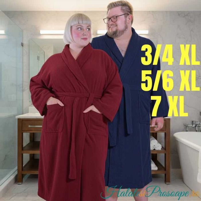 Halate de baie / casă mărimi mari (3/4XL, 5/6XL sau 7XL), bumbac 100%