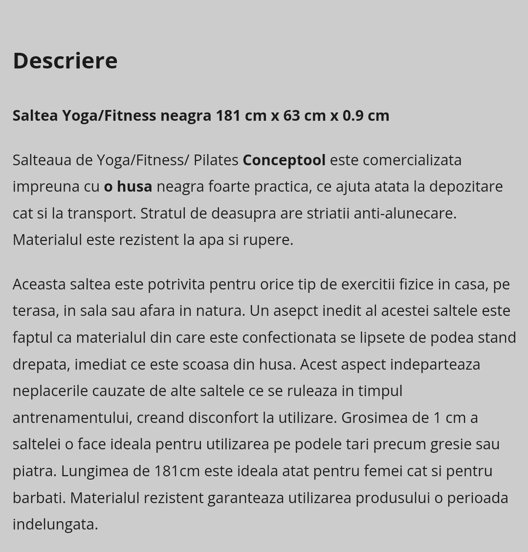 Saltea Profesionala de Yoga/ Fitness/ Pilates + coarda