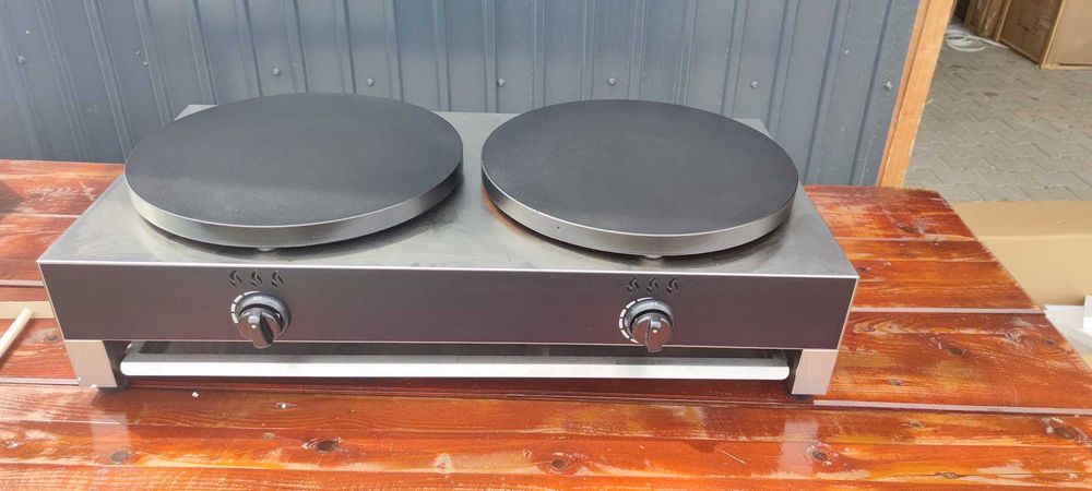 Crepiera dubla pe gaz 40 cm GPL Plita Clatite Uriase Fonta NOUA