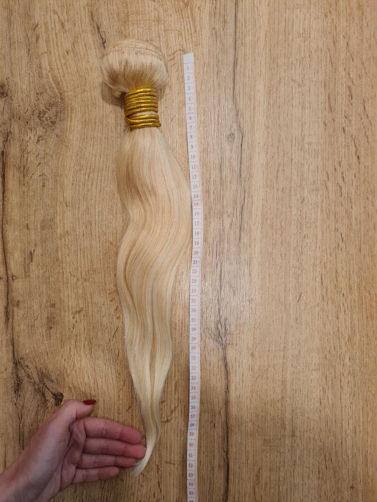 Естествена славянска реми коса.Екстеншън треса 45 см.