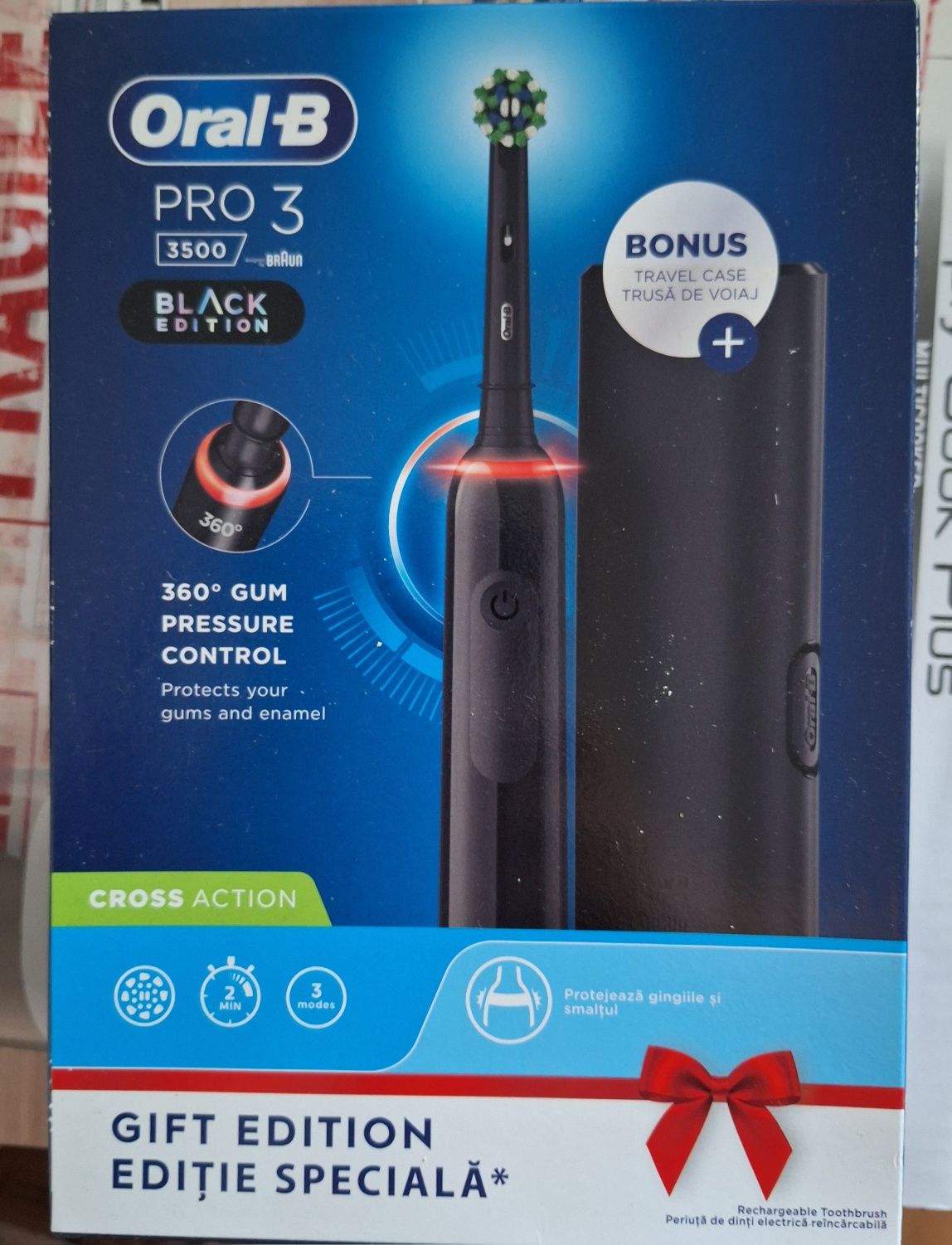 Periuta de dinti electrica Oral-B Pro 3 Cross Action, Curatare 3D, 3 p