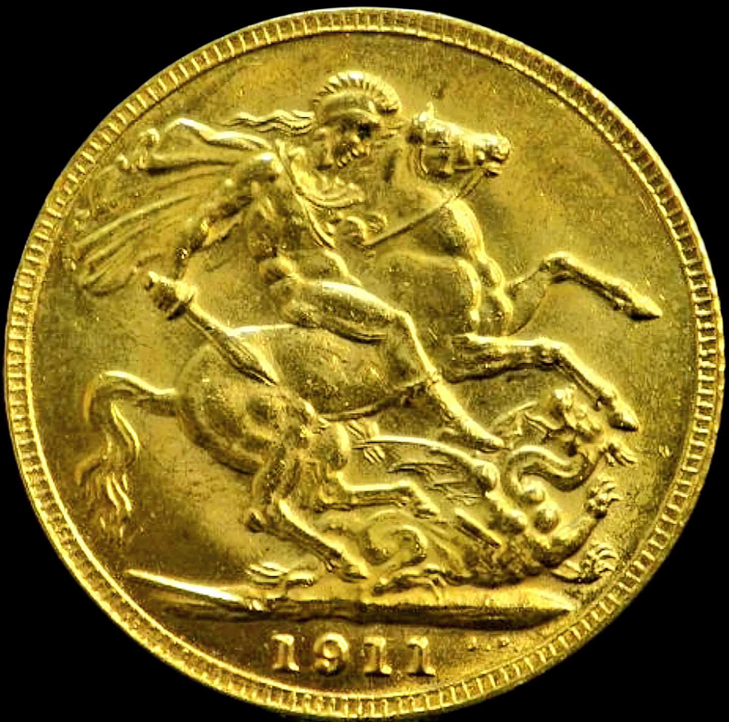 Стара английска монета от 1911 г. -двоен образ.