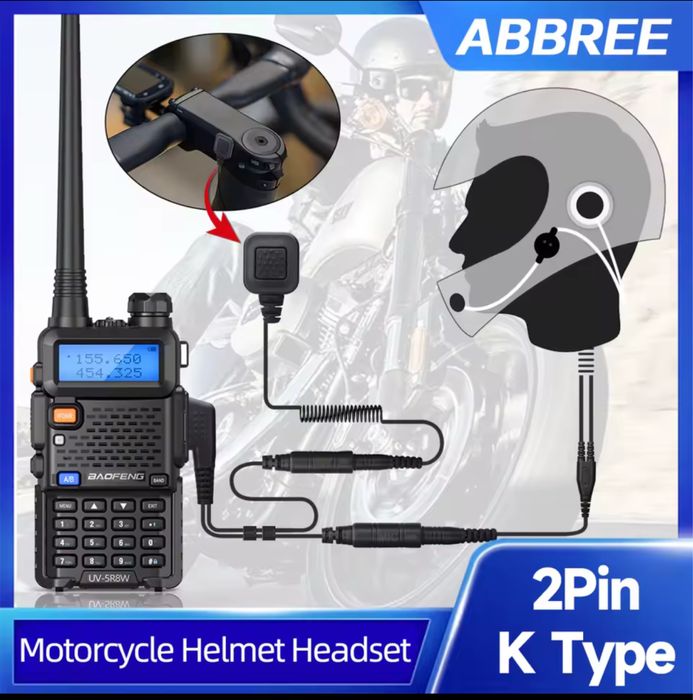Set căști cască moto/atv cu microfon și buton PTT Baofeng 2-pin