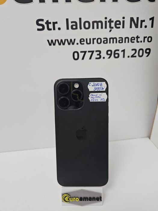 Telefon mobil Apple iPhone 15 Pro Max, 256GB, 5G, Black Titanium -B-