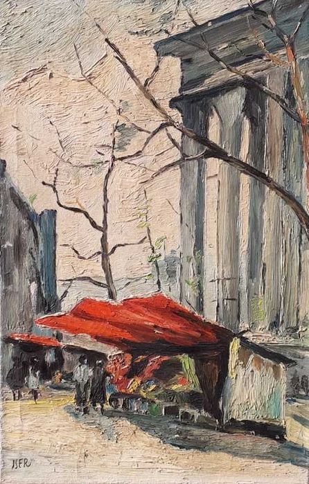 Tablou vechi - piata veche - semnata Iser