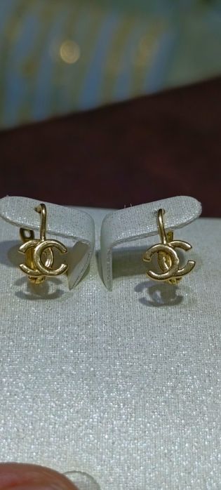 Детские золотые серьги Chanel , Проба 585, вес 1,14 гр