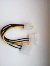 Cablu adaptor de alimentare PCI-E 6 pini tata la 2xMOLEX 4 pini mama