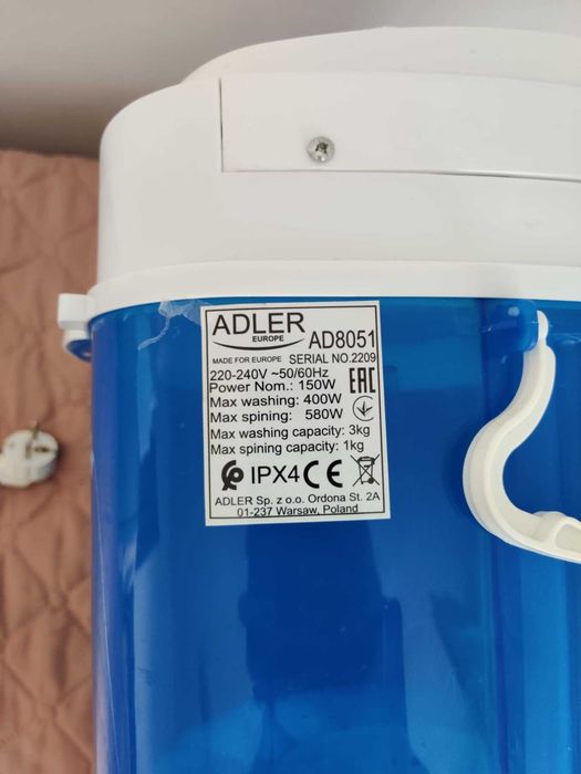 Мини пералня ADLER AD8051 – работеща, без кошчето за центрофуга