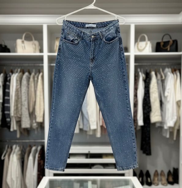 Дънки с блестящ ефект М размер