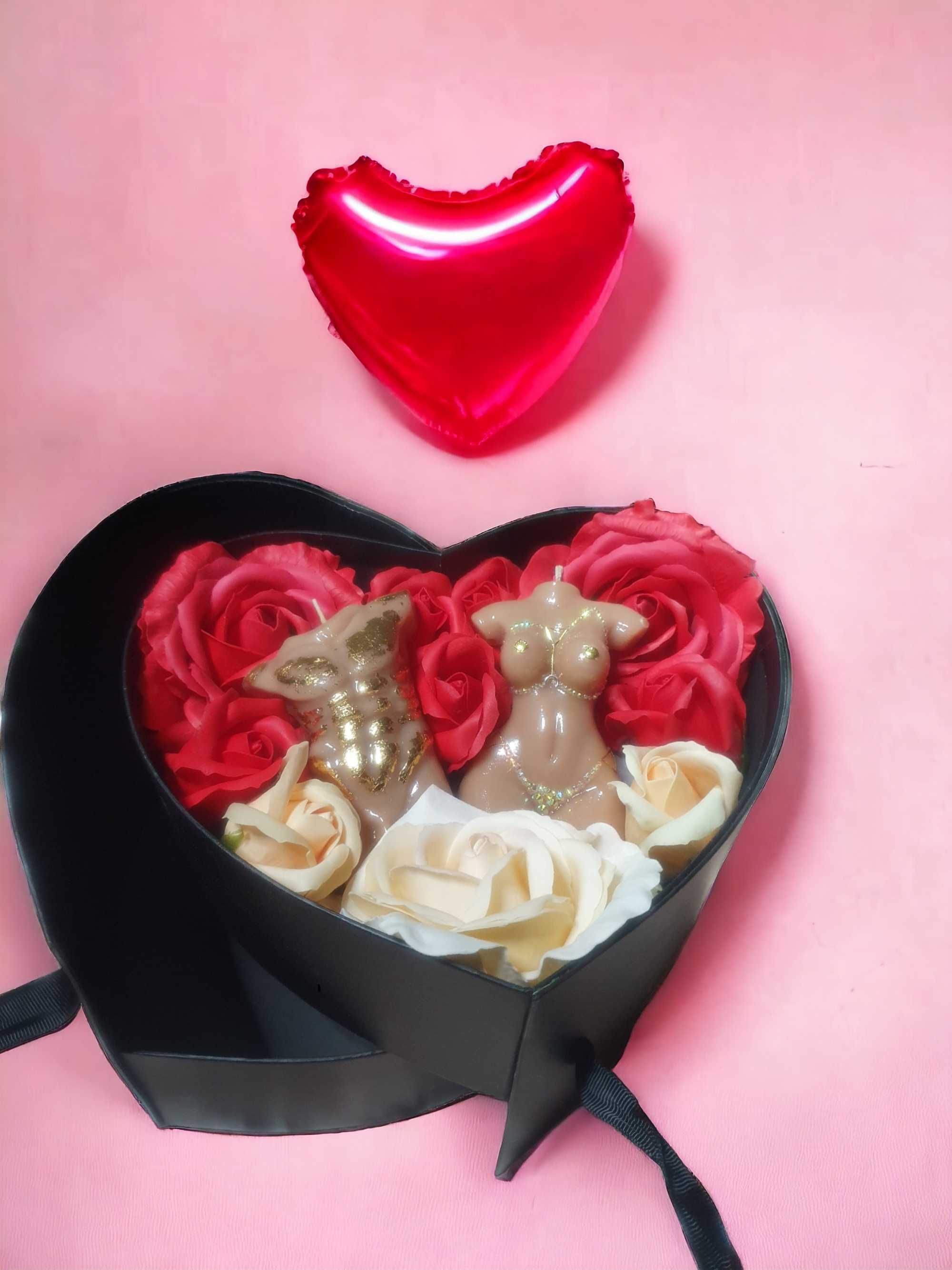 Cadou Valentine's Day- 1C, Flori+ 2Lumanari decorative (El&Ea) +2C