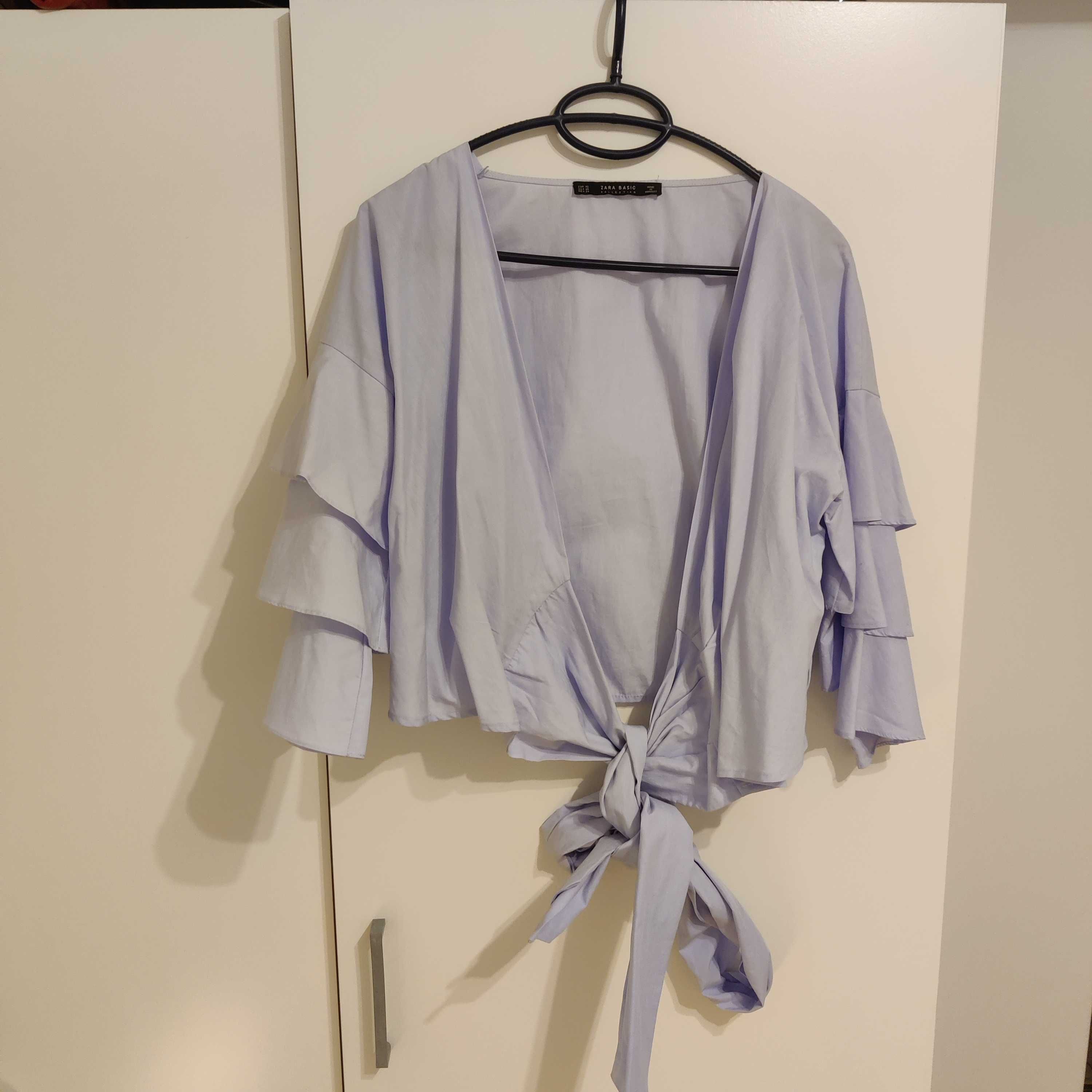 Bluza crop, stil spaniol, Zara, baby blue