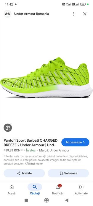Adidași Under Armour Charged Breeze 2 mărimea 42 jumate