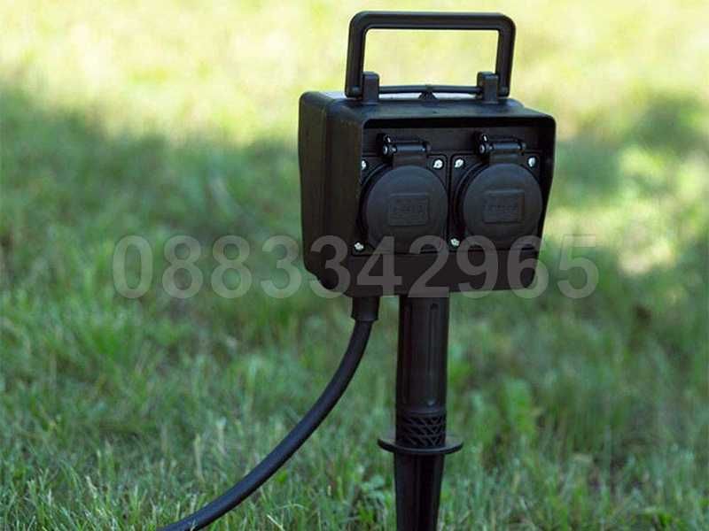 НОВИ!  Рзклонител двоен външен с таймер IP44 3680W 16(2)А