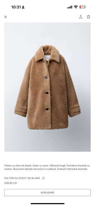 Palton zara marimea 10 ani