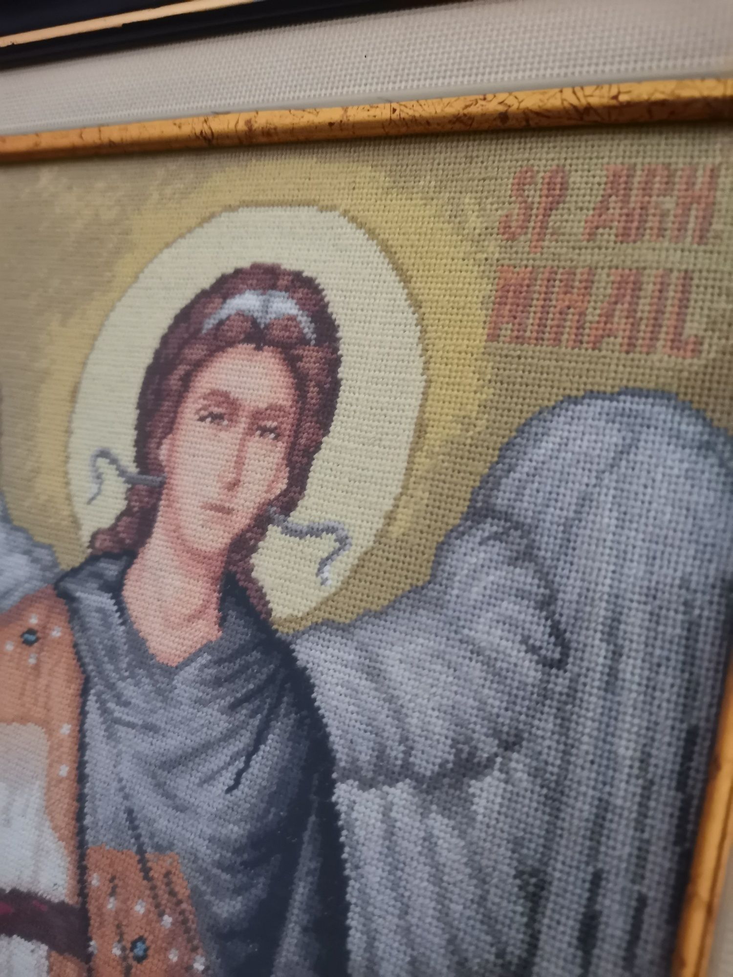 Goblen-icoana cusut manual Sfântul Arhanghel Mihail