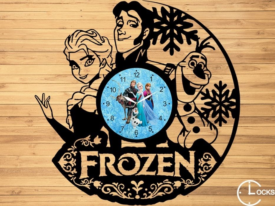 Ceas de perete din lemn Frozen | retro stil modern disc pick-up decor