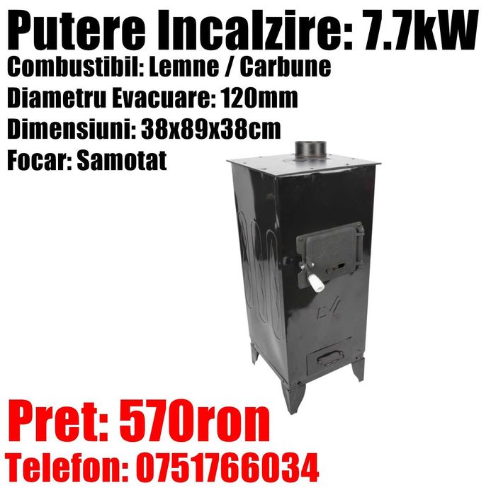 GODIN Soba Lemne Semineu Samotat 7.7kw Neagra Cerbi