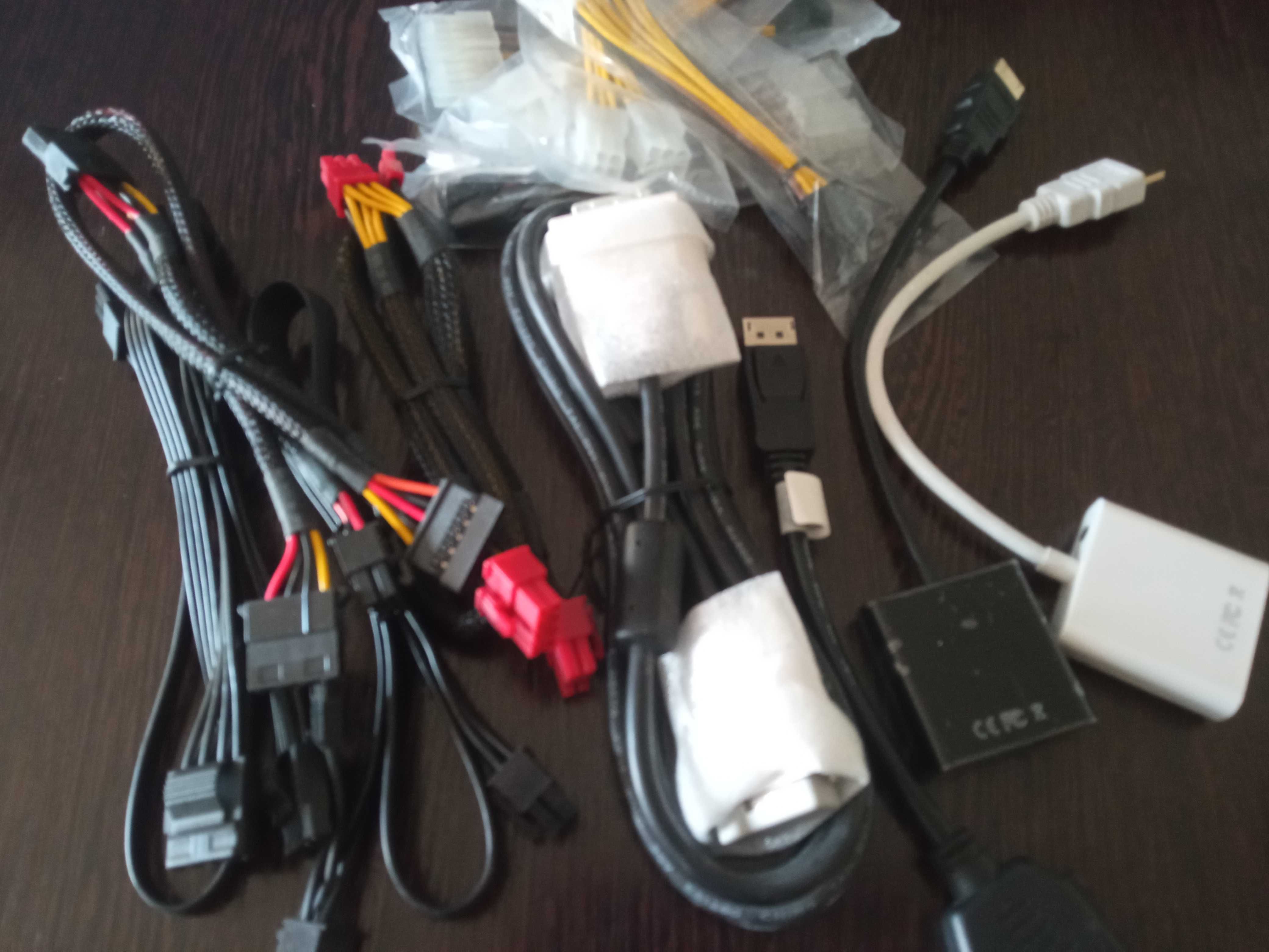 Кабеля и переходники: DVI - DP, VGA - HDMI, DVI -DVI, 6pin - 8pin
