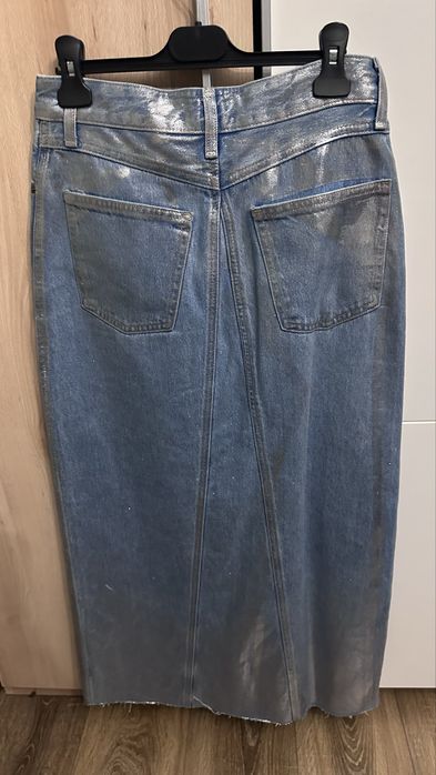 Уникална сребриста дънкова пола Zara