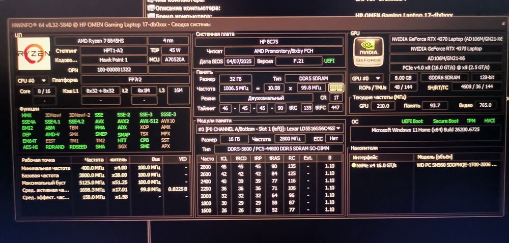 Топовый игровой ноутбук HP Omen 17 FHD, RTX4070, На гарантии, новый