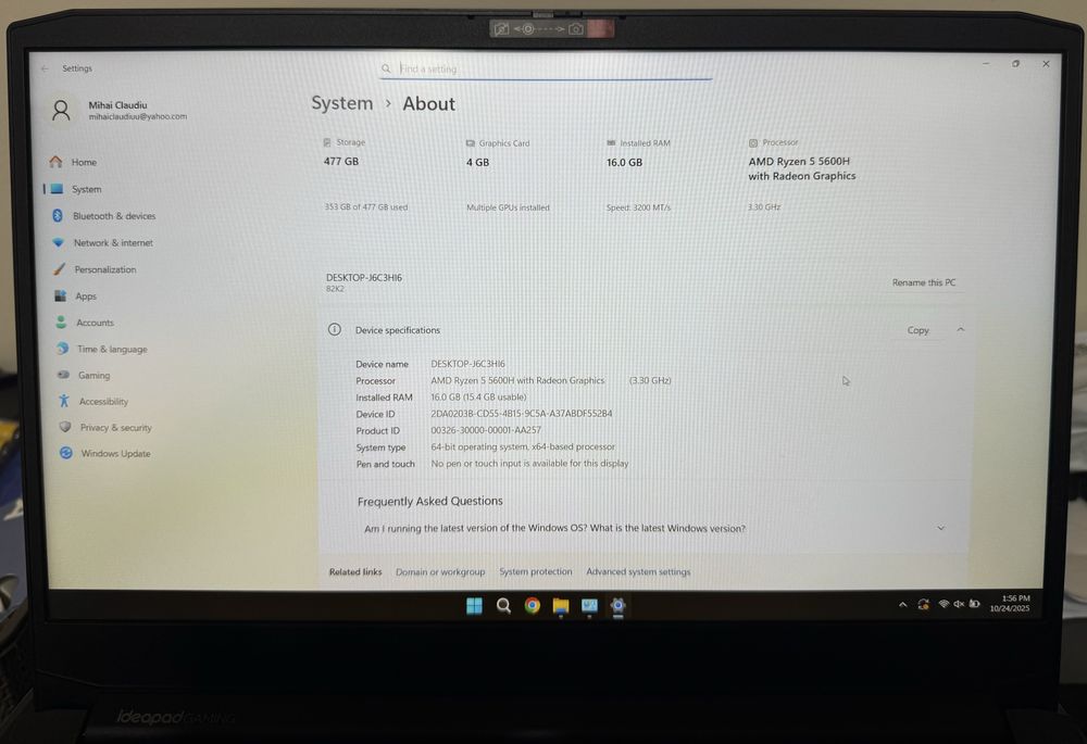 Laptop Lenovo Ideapad Gaming 3 15ACH6