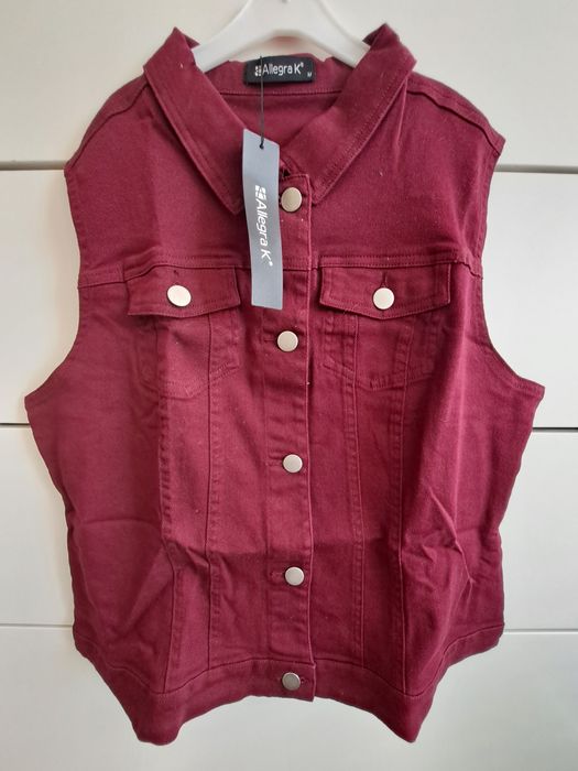 Червено дамско дънково елече,  размер М, ново