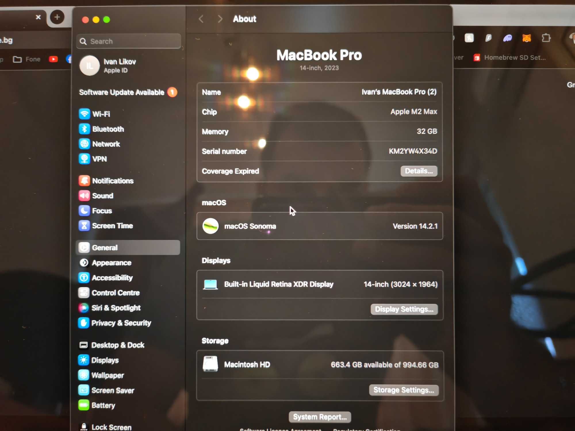 Macbook Pro 14" M2 MAX 32RAM, 30-core GPU, 12-core CPU, 1TB