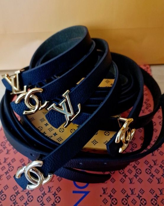 Curele inguste damă,super model, logo metalic auriu