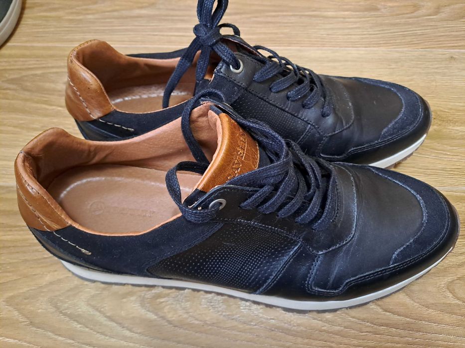 Мъжки обувки от естествена кожа, тъмносини, размер 46 - НОВИ