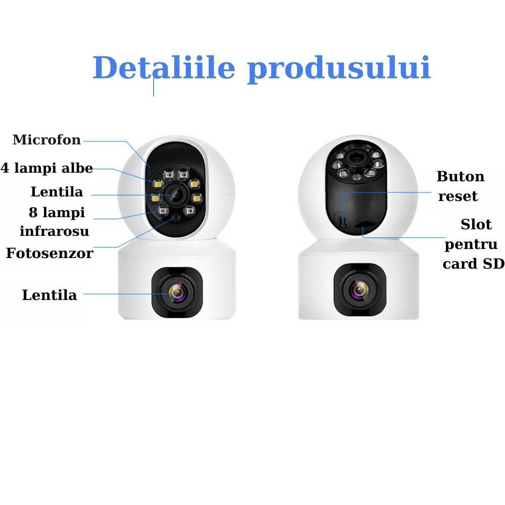 Baby Monitor Audio Video 4MP, 2 camere video, full HD, sensor miscare